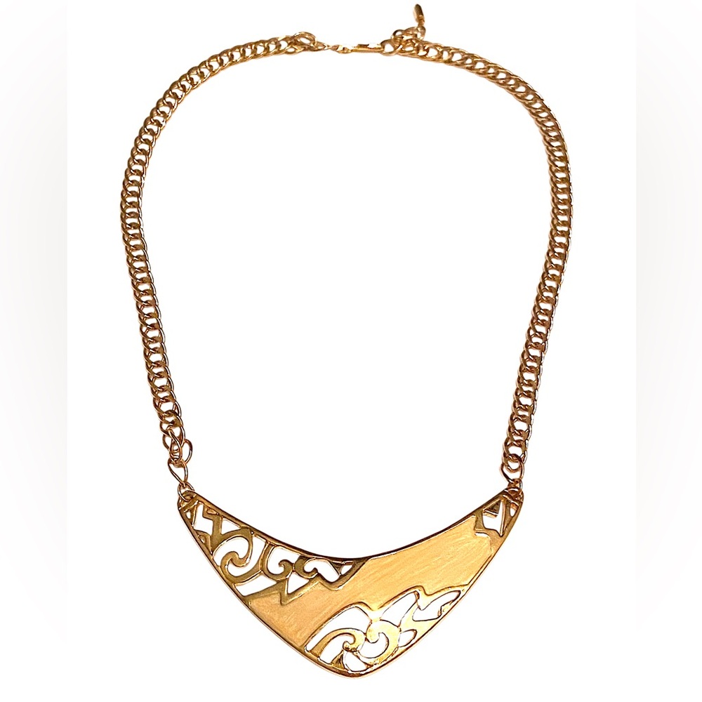 AVON Vintage Enamel Gold Chevron Necklace